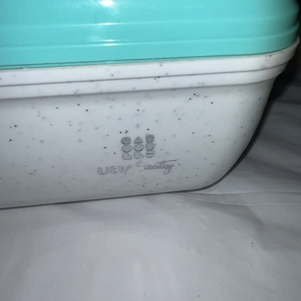 Caboodles Make Up Case Ulta Beauty Edition Aqua White Glitter Storage W/ Mirror